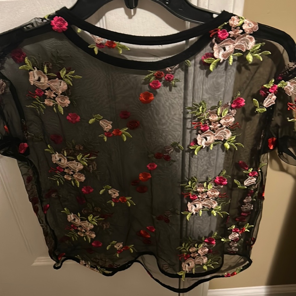 Transparent short sleeve blouse🌹